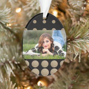 Ornamento bolinhas geométricas minimalistas de ouro preto