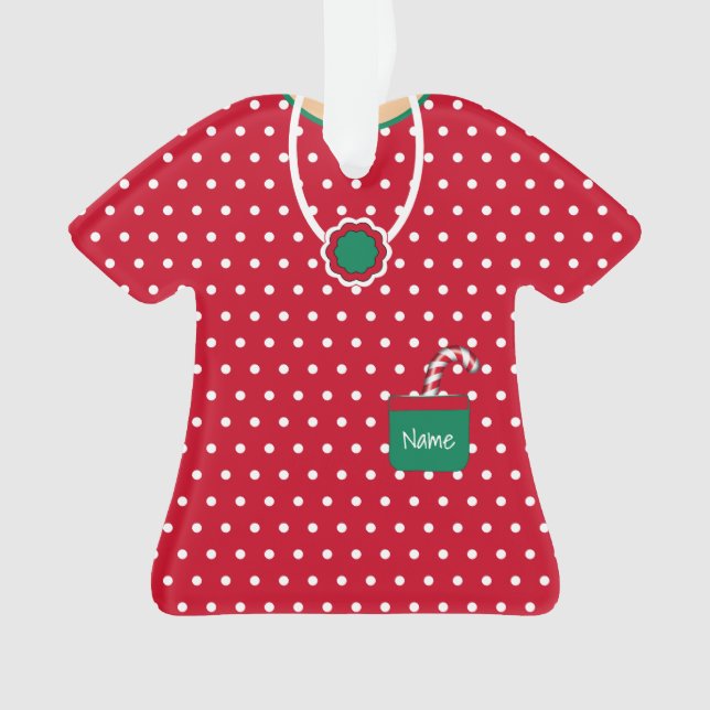 Ornamento Bolinhas personalizadas para vestir feriado vermel (Frente)