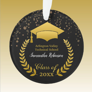 Ornamento Boné de Formando Dourado e Laurel em Graduação 