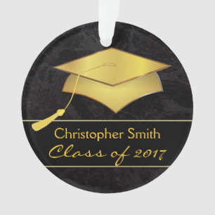 Ornamento Boné Dourado preto do formando - presente da foto