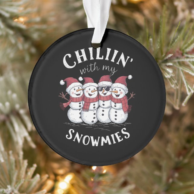 Ornamento Boneco de Neve de Natal Relaxando Com Meus Amigos  (Árvore)