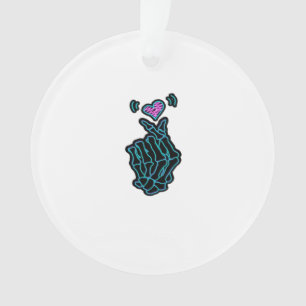 Ornamento Bonita Mãos De Esqueleto Com Sinal De Coração Para
