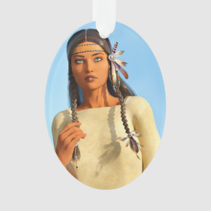 Ornamento Bonita roupa de Indígenas de mulher nativa america