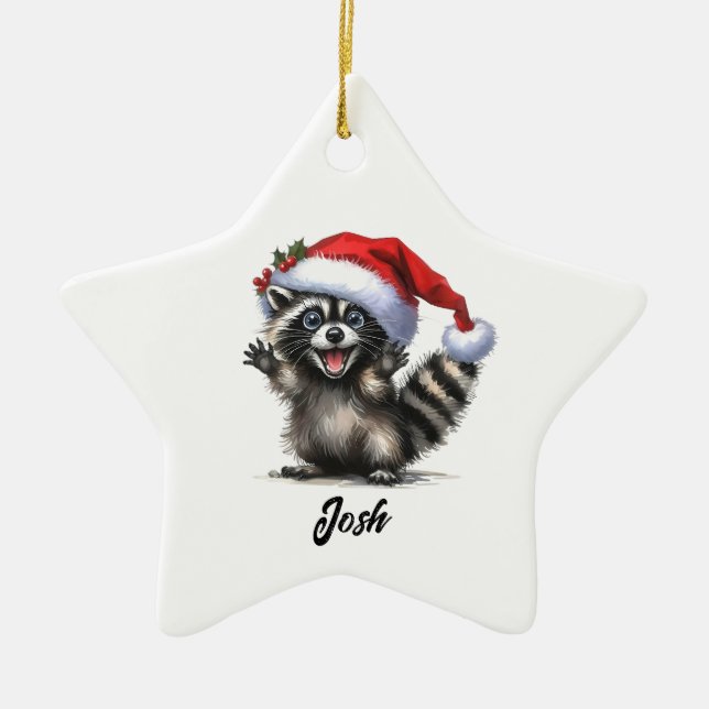 ornamento bonitinho raccoon personalizado (Frente)