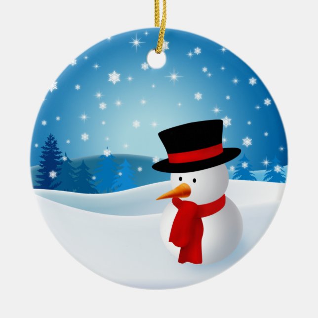 Ornamento bonito do boneco de neve (Frente)