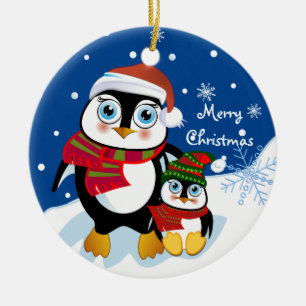Ornamento bonito dos pinguins do Natal com texto