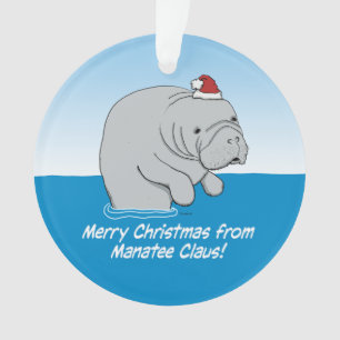 Ornamento Bonito e engraçado Manatee Claus