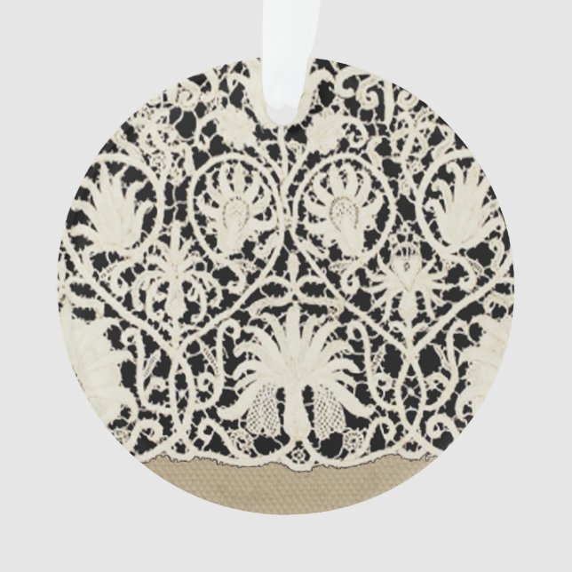 Ornamento Bonito Linen White Lace Antique de Casamento  (Frente)