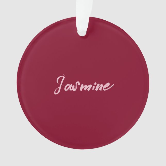 Ornamento Bonito Minimalista Burgundy Red Calliografia Nome  (Frente)