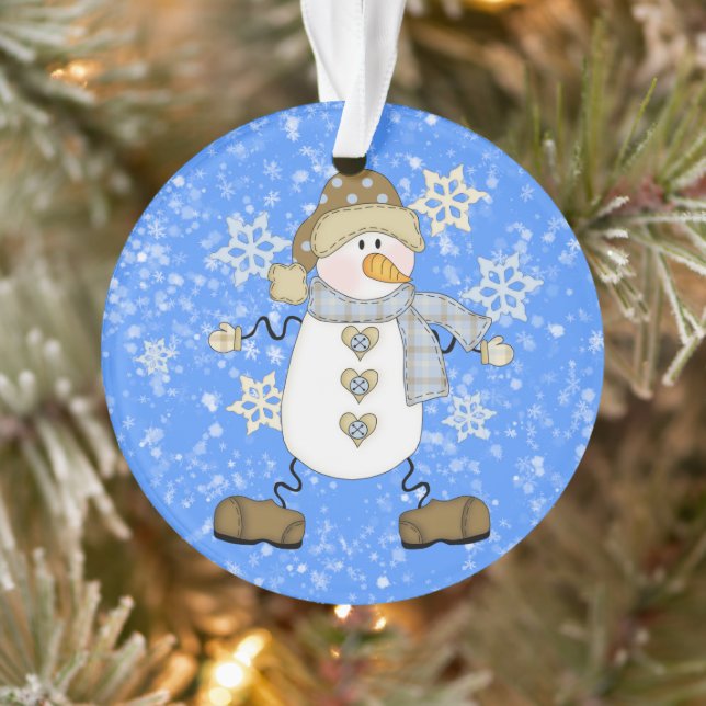 Ornamento Bonito Snowflake de Natal Snowman Personalizado (Árvore)