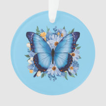 Borboleta Azul Graciosa em Floral