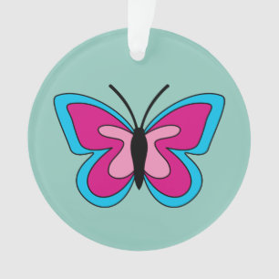 Ornamento Borboleta Azul Magenta Rosa