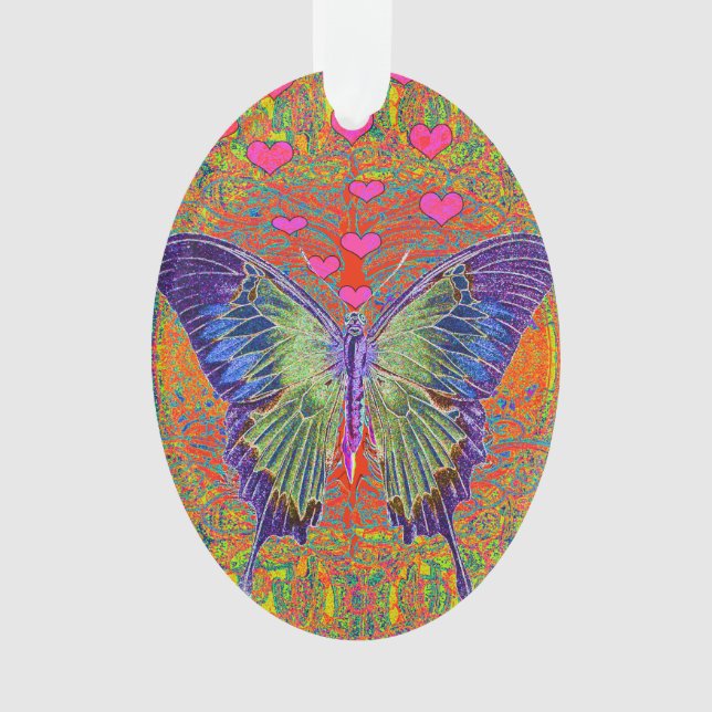 Ornamento Borboleta com padrões dados forma coração (Frente)