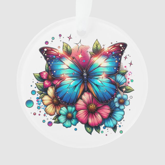 Ornamento Borboleta e Flores Personalizadas no Natal (Frente)