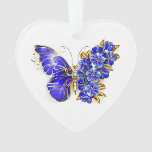Ornamento Borboleta Flor Sapphire