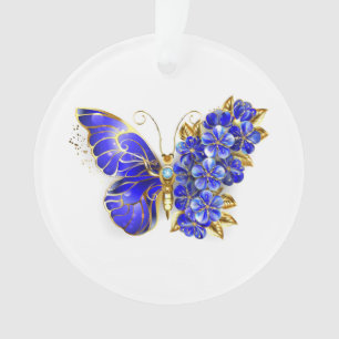 Ornamento Borboleta Flor Sapphire