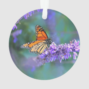 Ornamento Borboleta Monarca na Flor Lilás Roxo