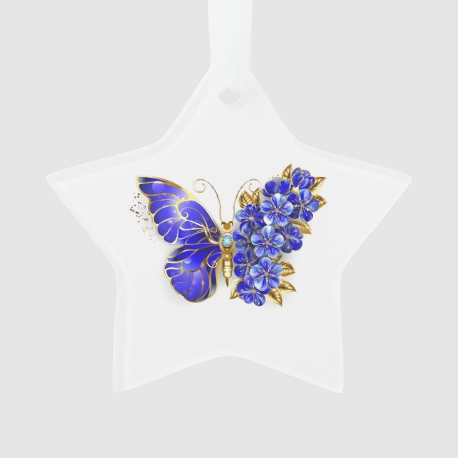 Ornamento Borboleta Safira Flor (Frente)