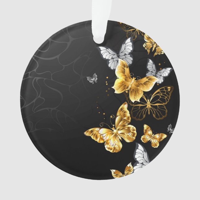 Ornamento Borboletas Douradas e brancas (Frente)