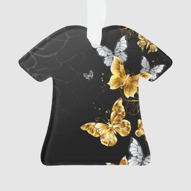 Ornamento Borboletas Douradas e brancas (Frente)