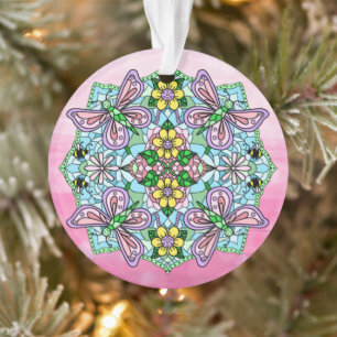 Ornamento Borboletas rosa Mandala Natal