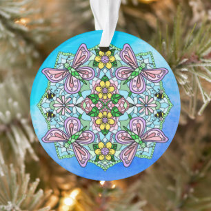 Ornamento Borboletas rosa Mandala Natal