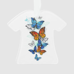 Ornamento Borboletas Voadoras Morpho e Monarca