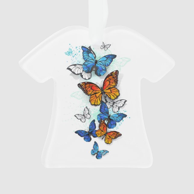 Ornamento Borboletas Voadoras Morpho e Monarca (Frente)