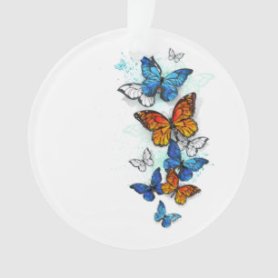 Ornamento Borboletas voadoras Morpho e Monarca