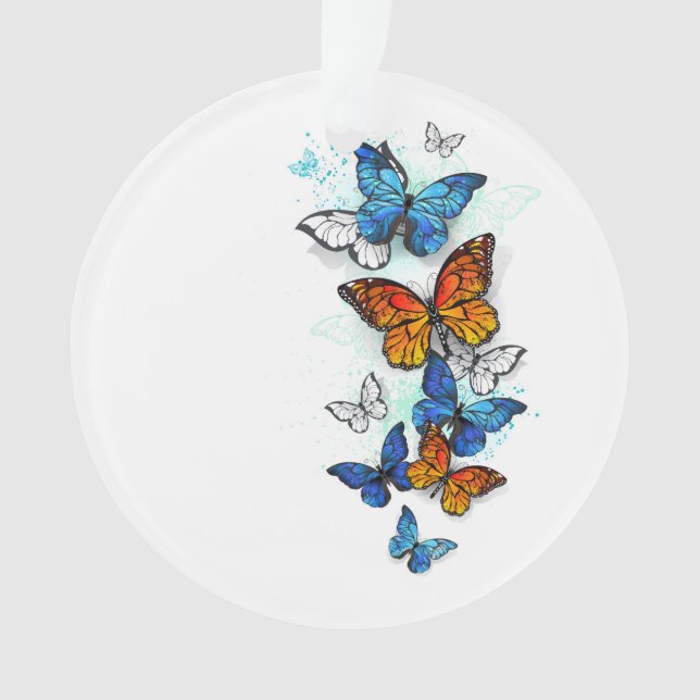 Ornamento Borboletas voadoras Morpho e Monarca (Frente)