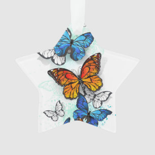 Ornamento Borboletas voadoras Morpho e Monarca