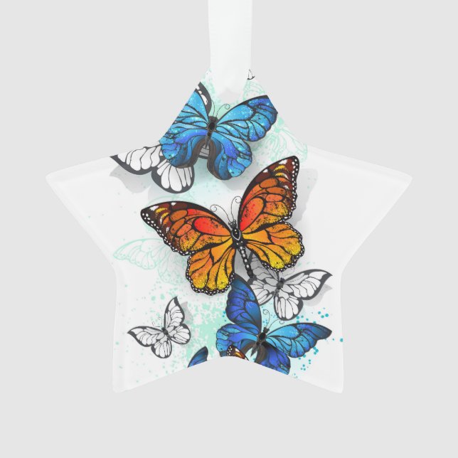 Ornamento Borboletas voadoras Morpho e Monarca (Frente)