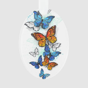 Ornamento Borboletas voadoras Morpho e Monarca