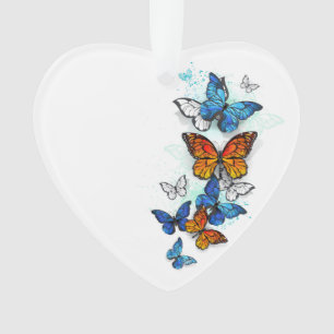 Ornamento Borboletas voadoras Morpho e Monarca