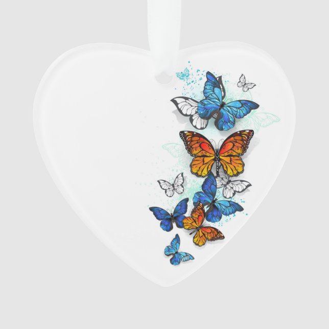 Ornamento Borboletas voadoras Morpho e Monarca (Frente)
