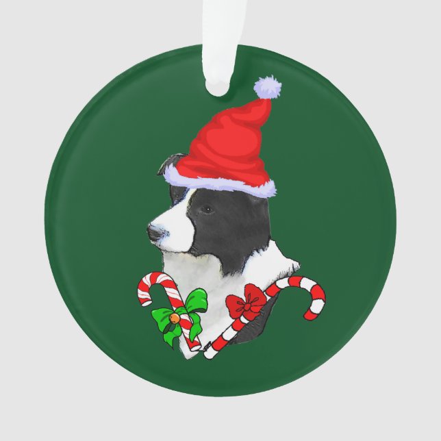 Ornamento Border Collie Christmas (Frente)