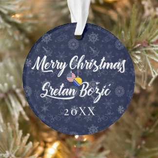 Ornamento Bosnian American With Custom Year Bilingual