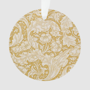 Ornamento Botão de Solteiro Floral Dourado William Morris