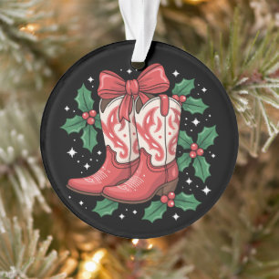 Ornamento Botas de Cowboy de Natal Arco de Azevinho País Oci