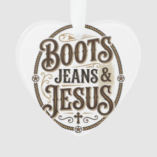 Ornamento Botas Jeans & Jesus Fé Western Vintage