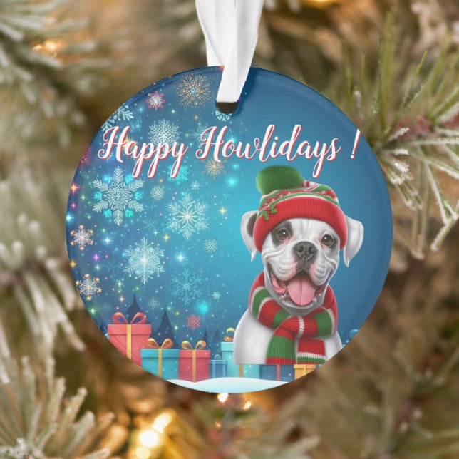 Ornamento Boxer Dog Feliz Howlidays! (Árvore)