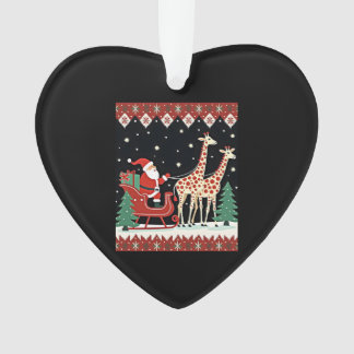 Ornamento Boys Girls Santa Claus Riding Giraffe Sleigh Ugly