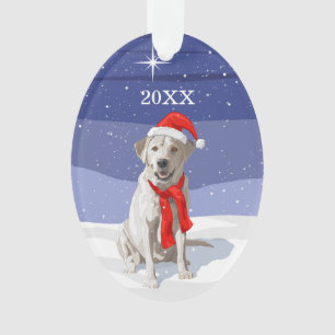 Ornamento Branca de Neve Labrador Retriever Santa Hat e Scar