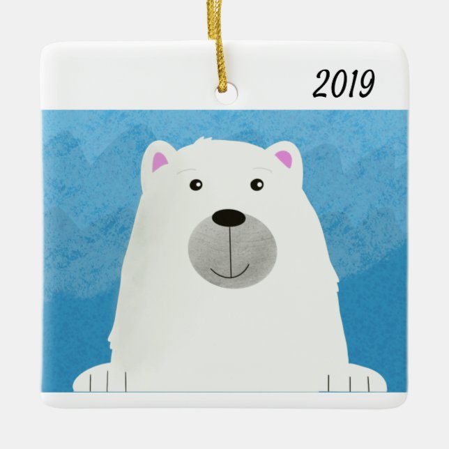 Ornamento branco bonito do design do urso polar (Frente)
