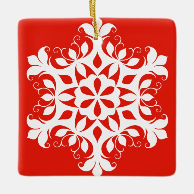 Ornamento Branco em Floco de Neve (Frente)