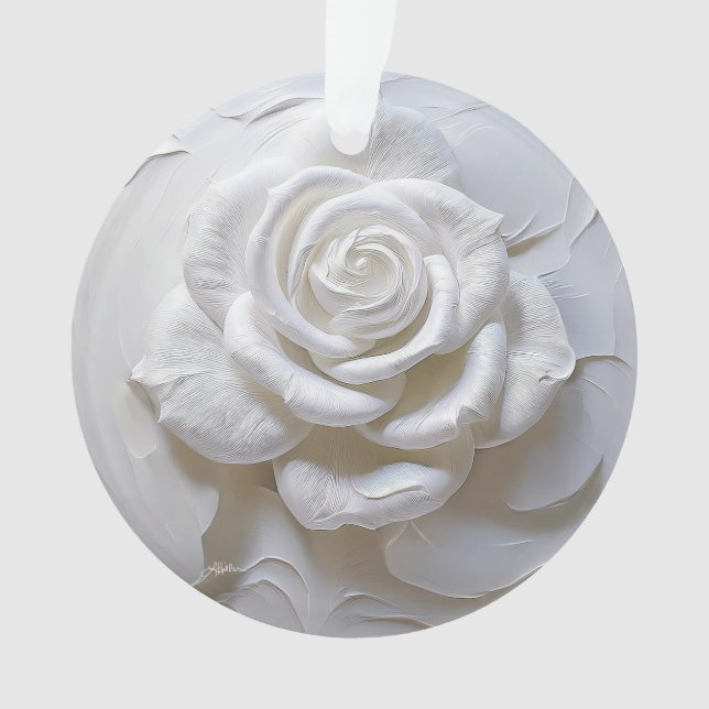Ornamento Branco sobre Branco - Rosa Esculpida (Frente)