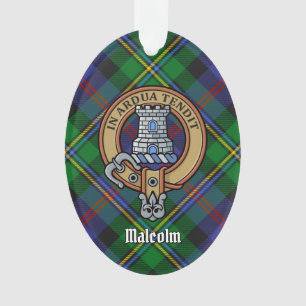 Ornamento Brasão do Clã Malcolm sobre Tartan