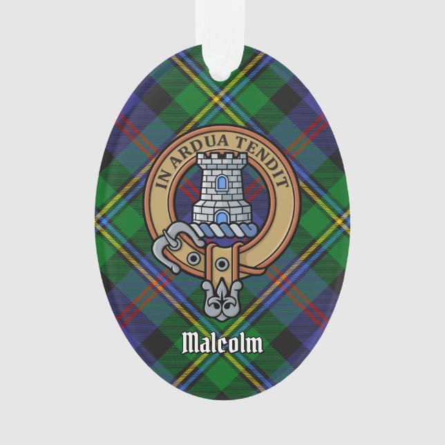 Ornamento Brasão do Clã Malcolm sobre Tartan (Frente)
