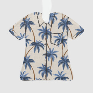 Ornamento Breezy Palm Trees em Faux Grasscloth - Azul