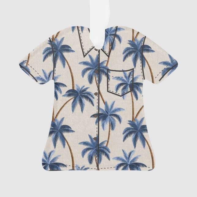 Ornamento Breezy Palm Trees em Faux Grasscloth - Azul (Frente)